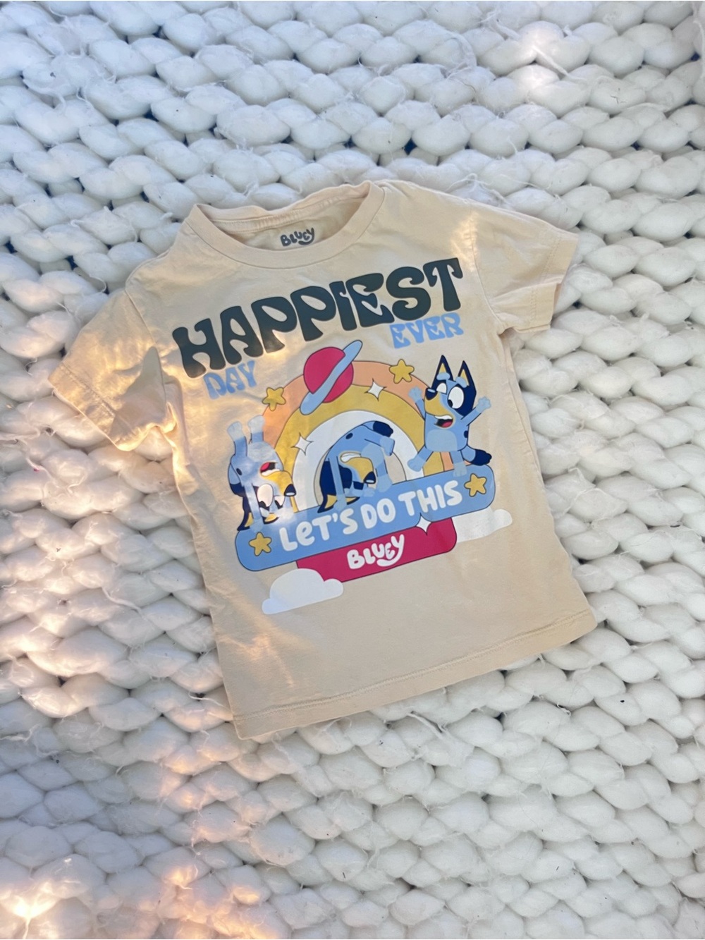 Lucy Cream Graphic 'Happiest Ever' Tee with Bluey Design